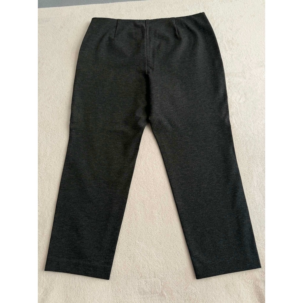J. Jill Womens L Petite Gray Ponte Slim Leg Pants Pull On Stretch Knit Trousers